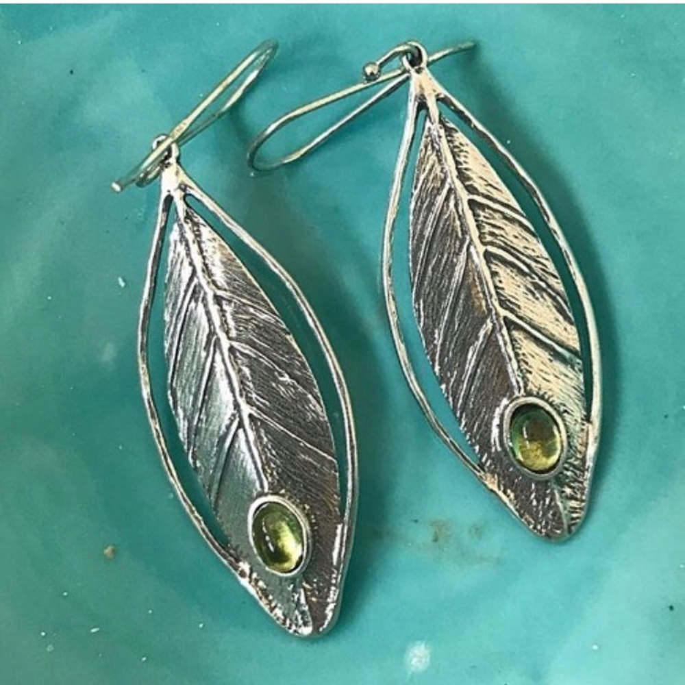 Sterling silver and peridot gemstone earrings